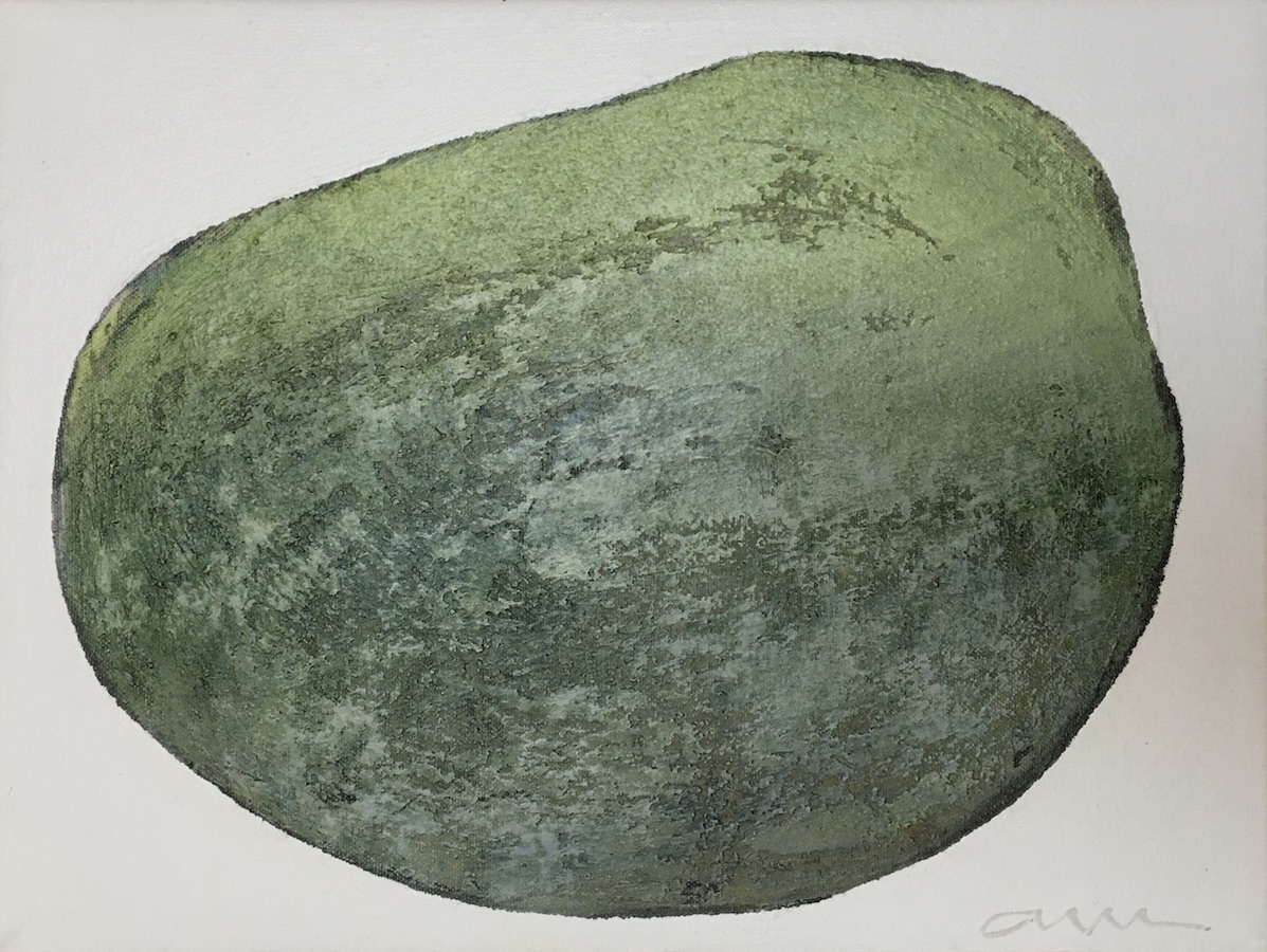 “Grøn Sten”. Akryl på lærred. 30 x 40 cm.