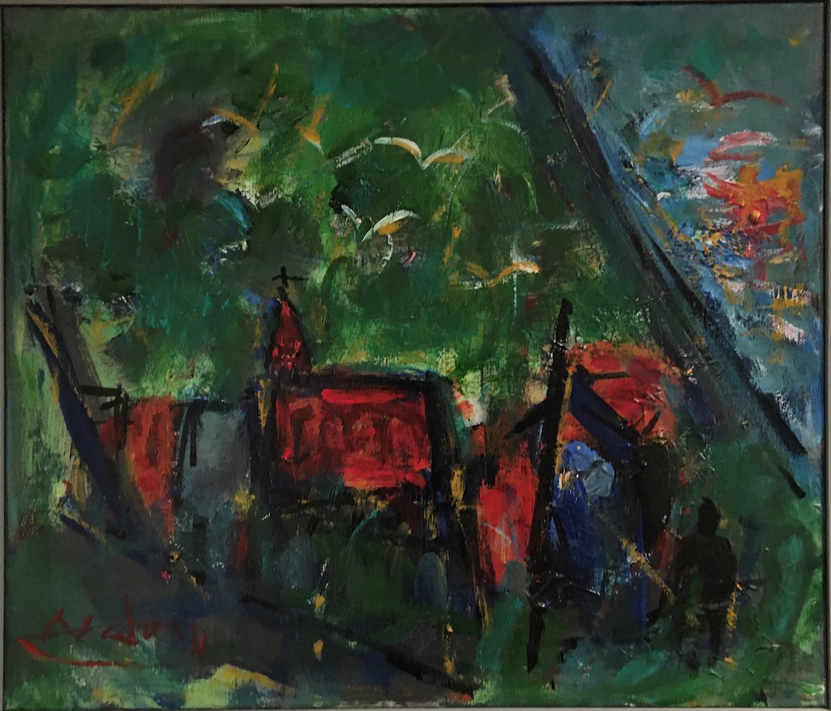 “Mikladalur kirke“.  Oil and acrylic on canvas. 60 x 60 cm.