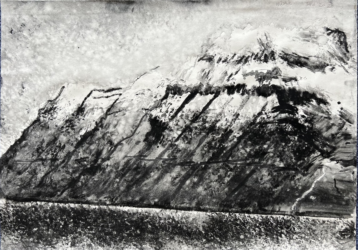 Hans Pauli Olsen. Tegning/Drawing. Færøsk landskab/Faroese landscape. 4