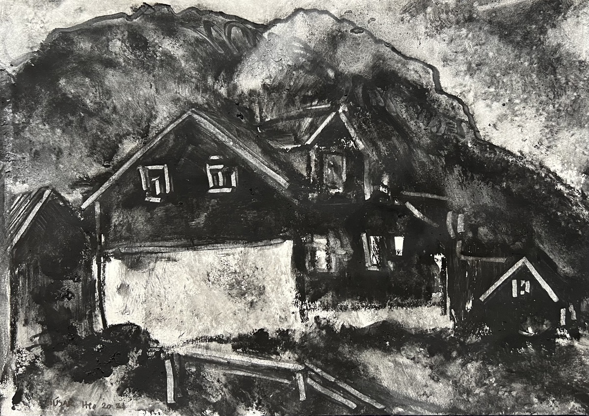 Hans Pauli Olsen. Tegning/Drawing. Færøsk landskab/Faroese landscape. 6