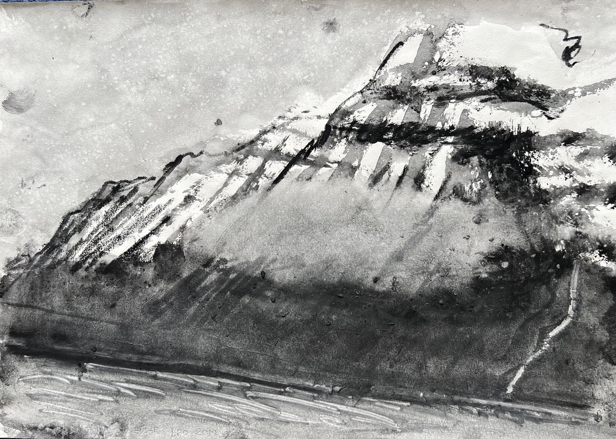 Hans Pauli Olsen. Tegning/Drawing. Færøsk landskab/Faroese landscape. 10