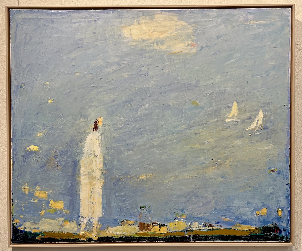 “Kone ved vandet”. Maleri på lærred / Paint on canvas. 100 x 120 cm.