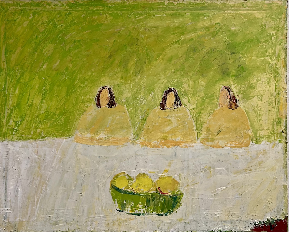 “Kvinder ved et bord”. Maleri på lærred / Paint on canvas. 80 x 100 cm.