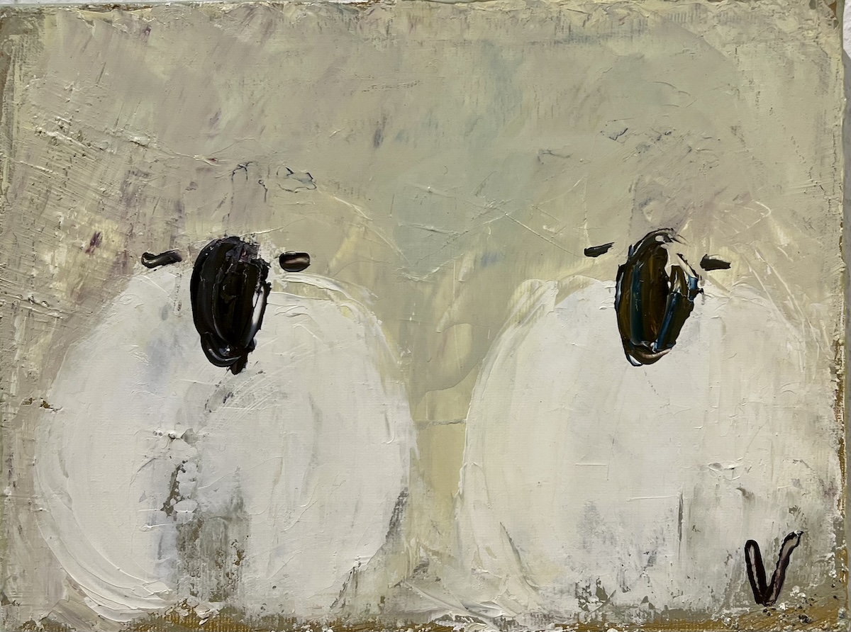 “To får”. Maleri på lærred / Paint on canvas. 18 x 24 cm.