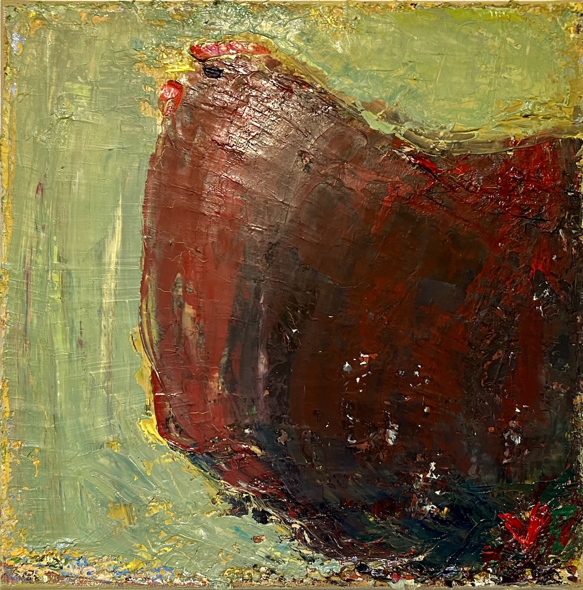 “Brun høne”. Maleri på lærred / Paint on canvas. 25 x 25 cm.