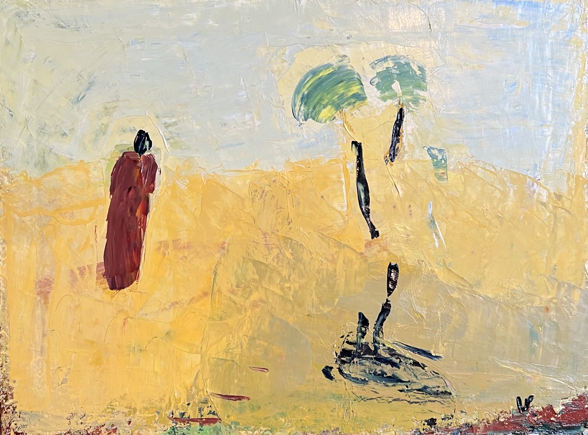 Ingrid Villesen. “Landskab”. Olie på lærred.   / Oil on canvas. 45 x 60 cm.