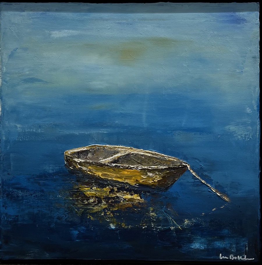 12 Lars Bollerslev. “Båd på vandet”. Maleri på lærred / Paint on canvas. 40 x 40 cm.