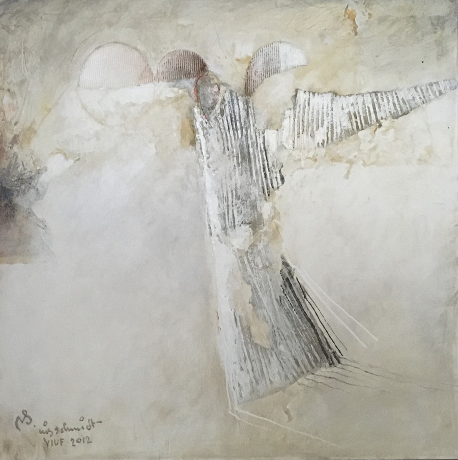Nis Schmidt “En engel” Acryl, alkyd 80 x 80 cm.