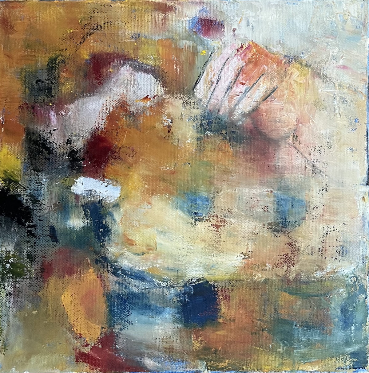 “På hovedet”. Maleri på lærred / Paint on canvas. 30 x 30 cm.