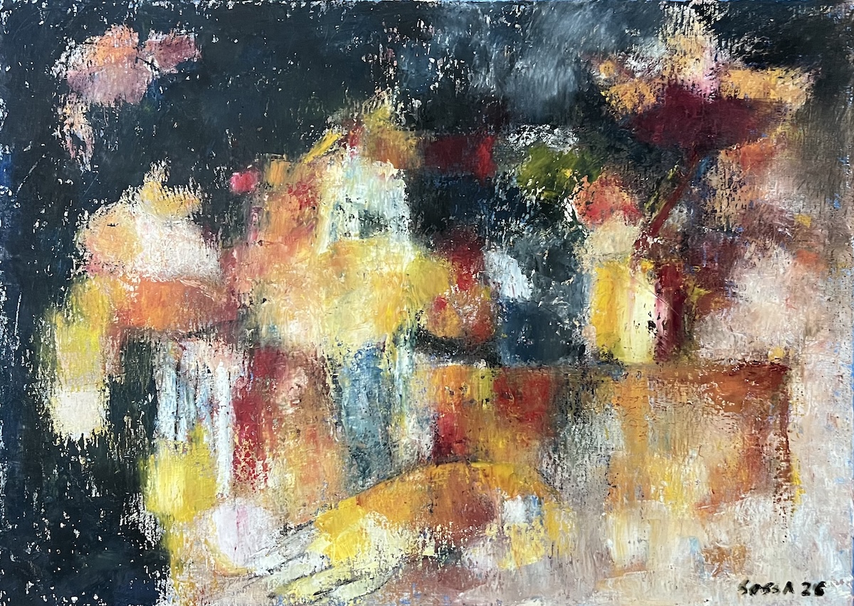 “Blomst”. Maleri på lærred / Paint on canvas. 50 x 70 cm.