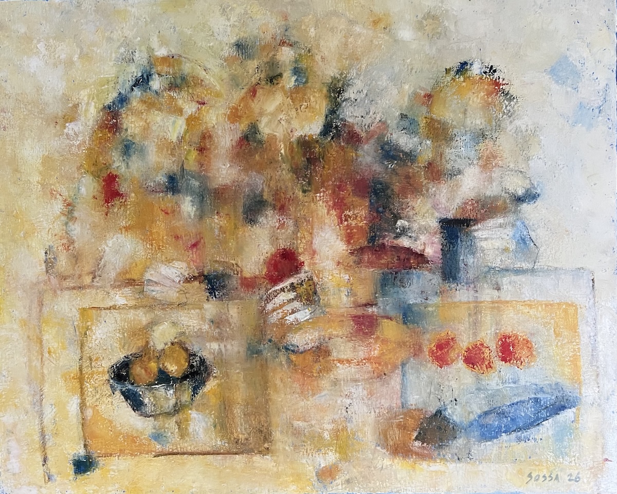 “Til bords”. Maleri på lærred / Paint on canvas. 80 x 100 cm.
