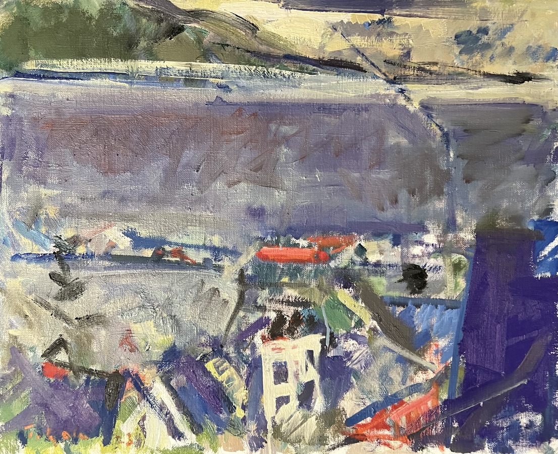 Torbjørn Olsen. “Fjorden”. Olie på lærred / Paint on canvas. 45 x 55 cm.