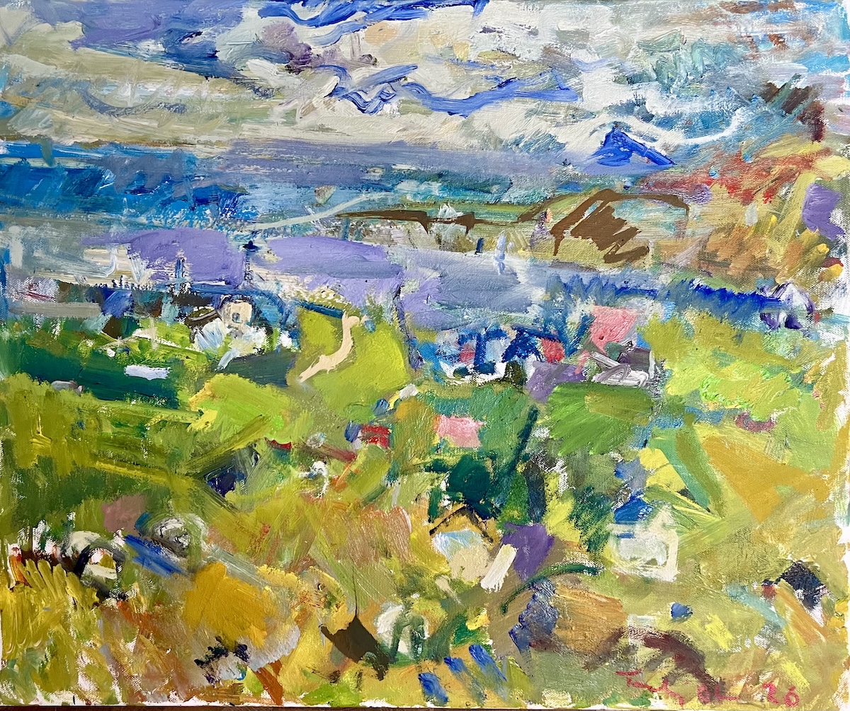 “Landskab”. Maleri på lærred / Paint on canvas. 54 x 65 cm.