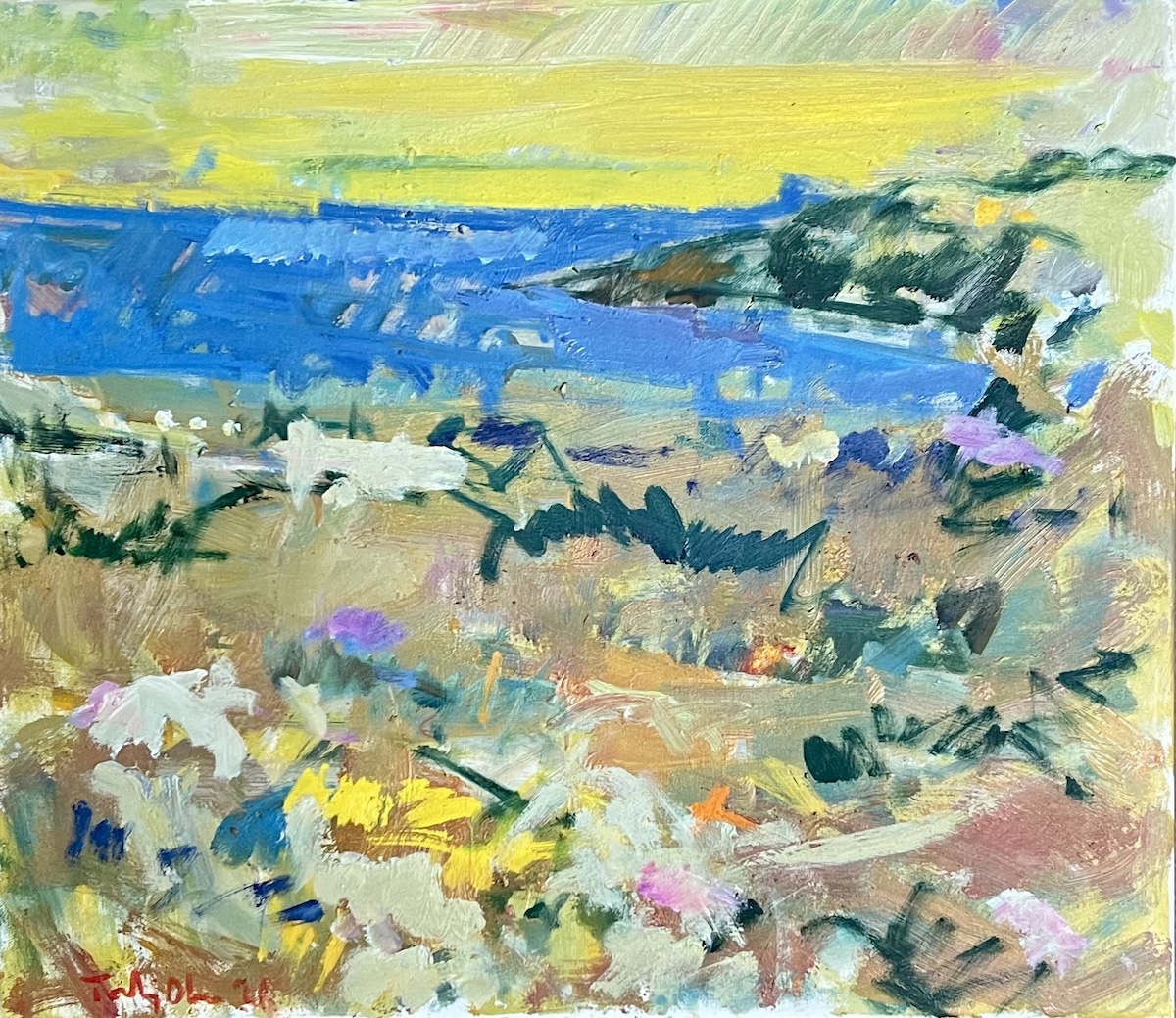 “Gul aften”. Maleri på lærred / Paint on canvas. 60 x 70 cm.