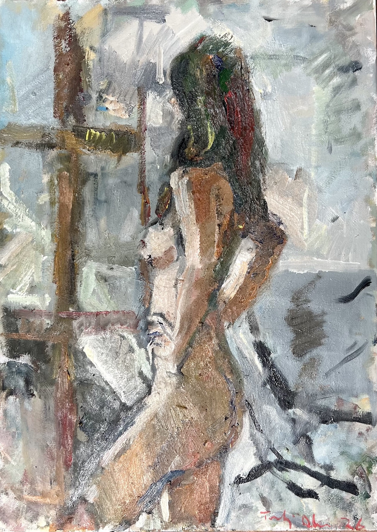 “Kvinde”. Maleri på lærred / Paint on canvas. 70 x 50 cm.