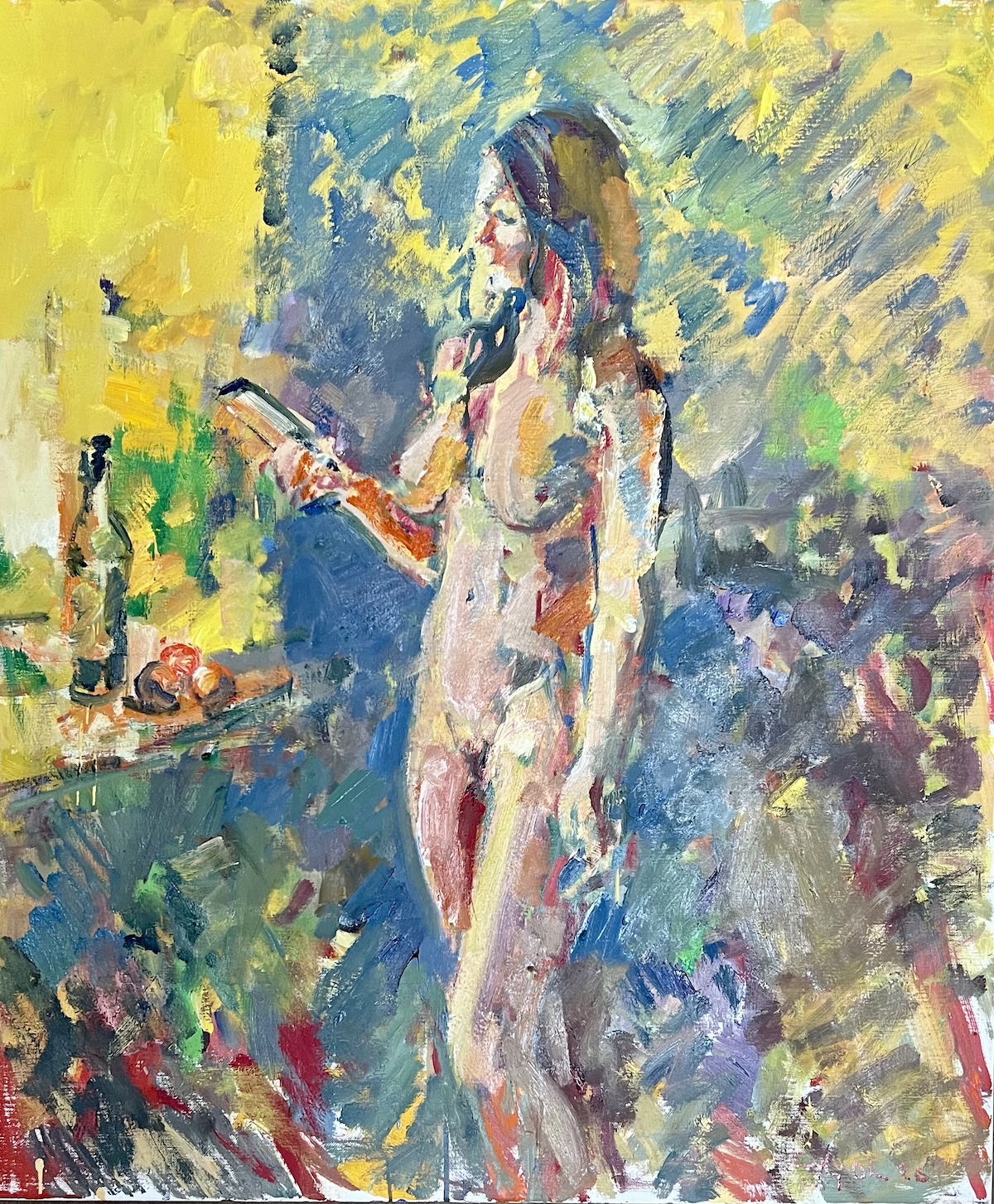 “Besked”. Maleri på lærred / Paint on canvas. 100 x 85 cm.