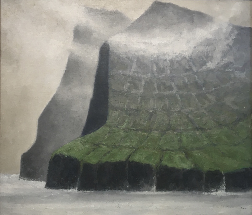 “Violgrønt fjæld, Færøerne”. Olie på lærred. 95 x 110 cm.