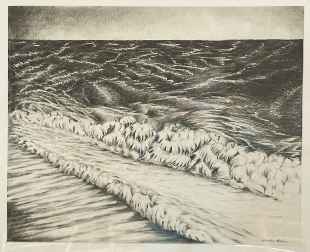 “Havets brydning“. Tegning / drawing. 70 x 80 cm.