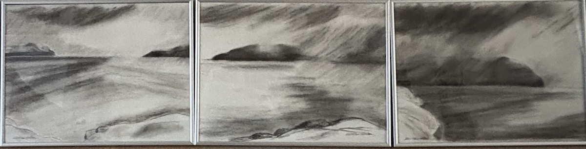 “Vejrgudernes tumleplads“. (1). Tegning / drawing. 30 x 40 cm.